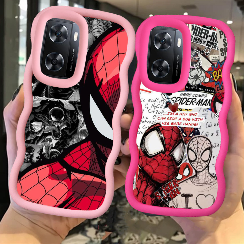 Z-2 Spider-Man Merah Hitam Pink Casing untuk OPPO A57S A77 A57 Reno 6 Lite A57E A77S 5G