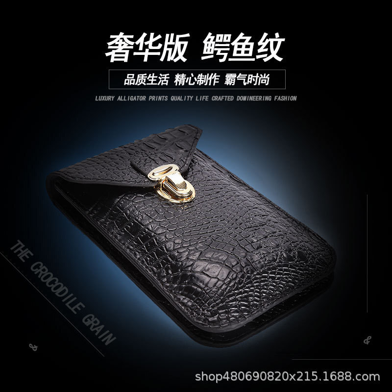 Tas Kantong HP Handphone Ponsel Mobile Pouches  2024 Pattern Krokodil Baru Lelaki Vertikal dan Horiz