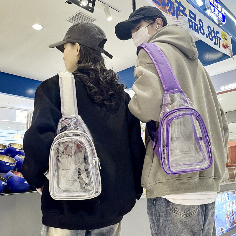 Tas Selempang Bahu Chest Bag  40 dada yang transparan sutra bagi pria dan wanita, kapasitas besar PV