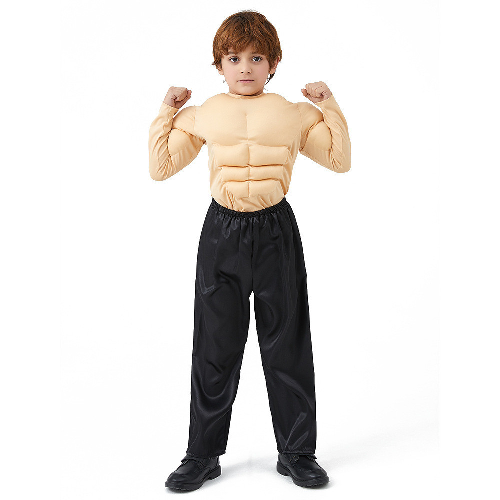 Kostum Cosplay Anak Cowok  Muscle man T-shirt bermain payudara palsu dan abdominal lucu anak kecil t