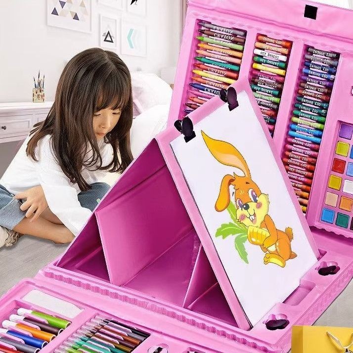 

L Pena Cat Air Warna Anak-anak Pena Lukisan Seni Kotak Hadiah Perlengkapan Sekolah Set Lukisan Alat