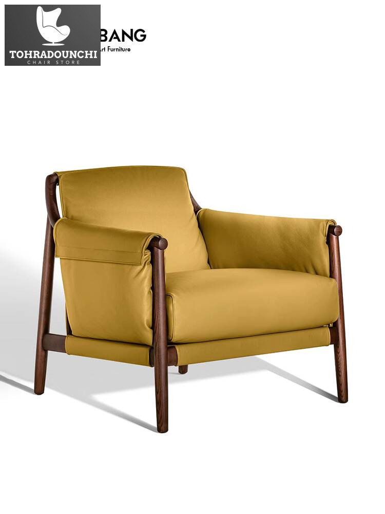 Italia minimalis kulit santai kursi kantor mewah ruang tamu villa high-end desainer sofa tunggal