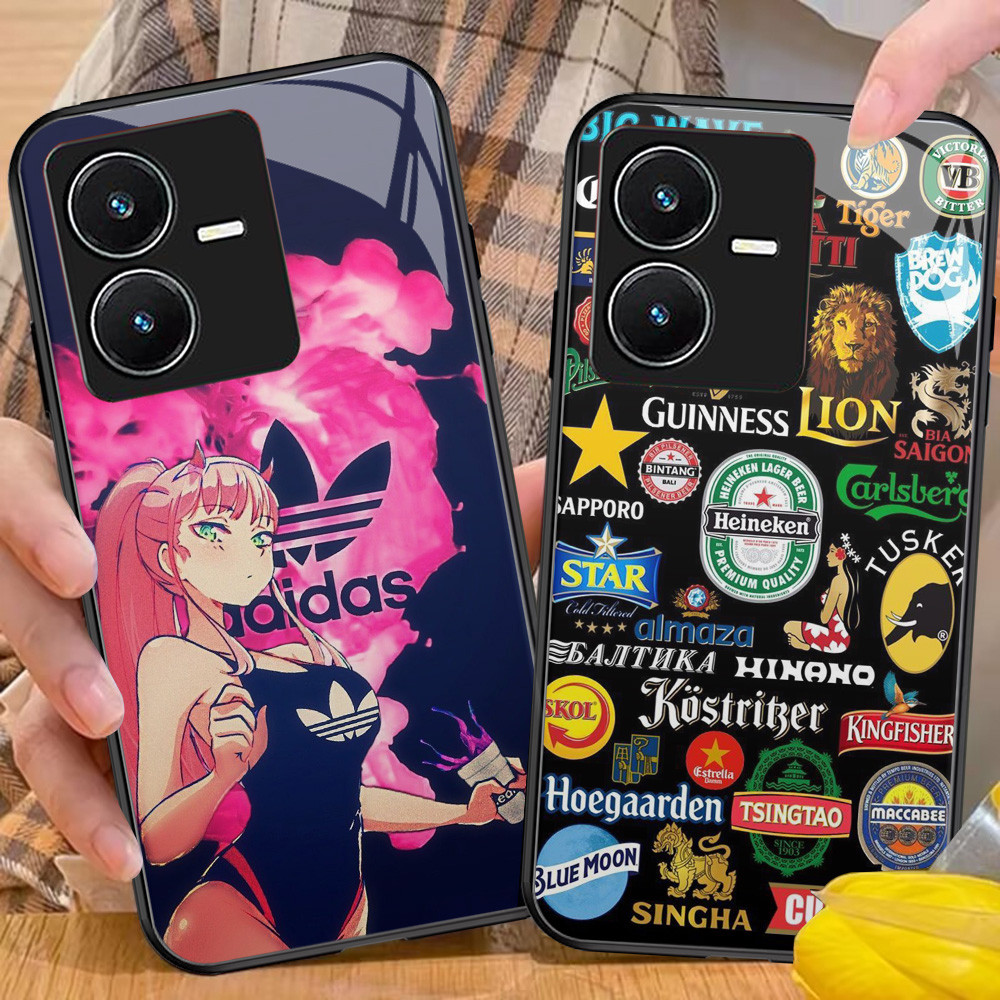Kaca Casing untuk VIVO Y35 Y22S Y28 iQOO Z6 Y81i V19 Y55 Y67 Y66 Y75 Y81s V25 Y81 Y22 5G Z-7 Fashion