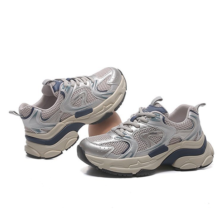 Sepatu Kasual Wanita Korea  Bang Street Ayah Sepatu Wanita 2024 Musim Panas Baru Tebal Web ringan le