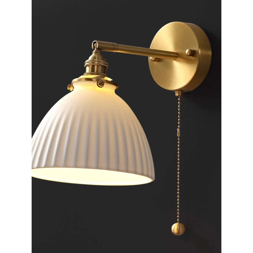 Lampu dekoratif tali keramik, desainer Amerika sederhana, ruang tamu, kamar tidur, lampu dinding ker