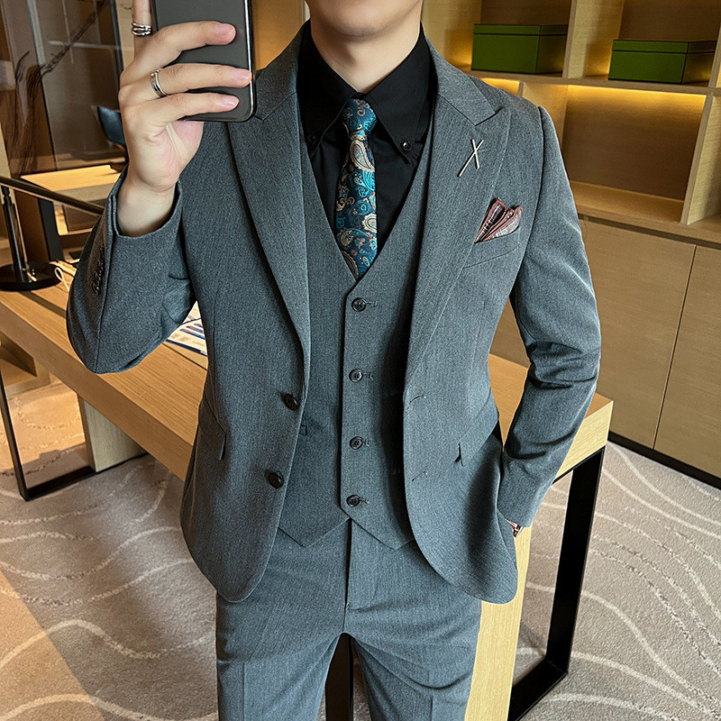 Jas Blazer Pria  Pakaian 2024 tambah ukuran pengantin pria tawaran khusus bisnis tiga potongan set  