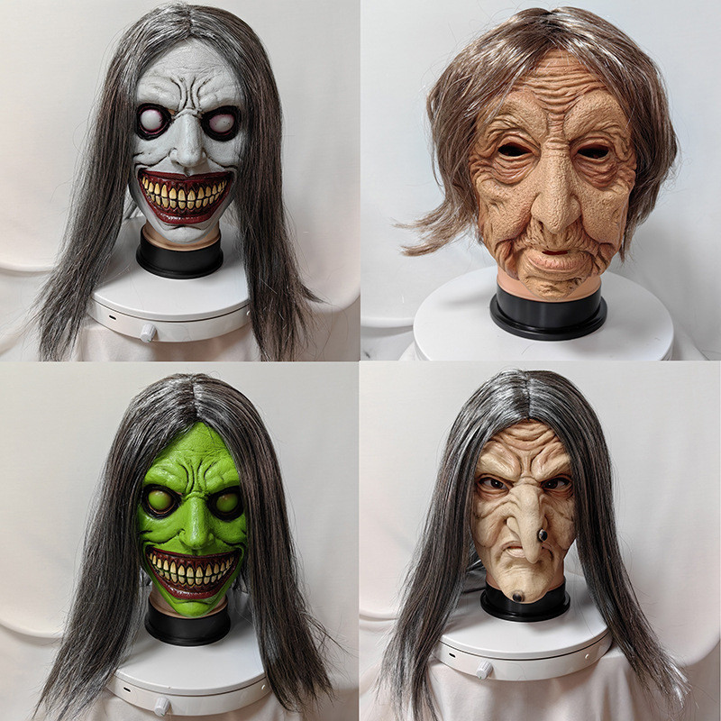 Topeng Helloween Viral Pria Wanita  Setengah wajah, wajah putih, iblis, skeleton horror cosplay, top