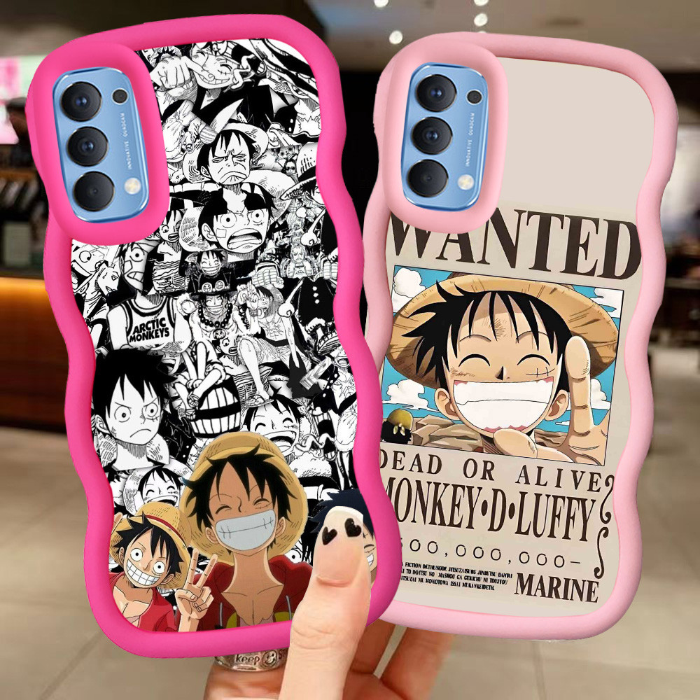Z-34 One Piece Merah Hitam Pink Casing untuk OPPO A74 Realme 7i A95 A52 A92 A72