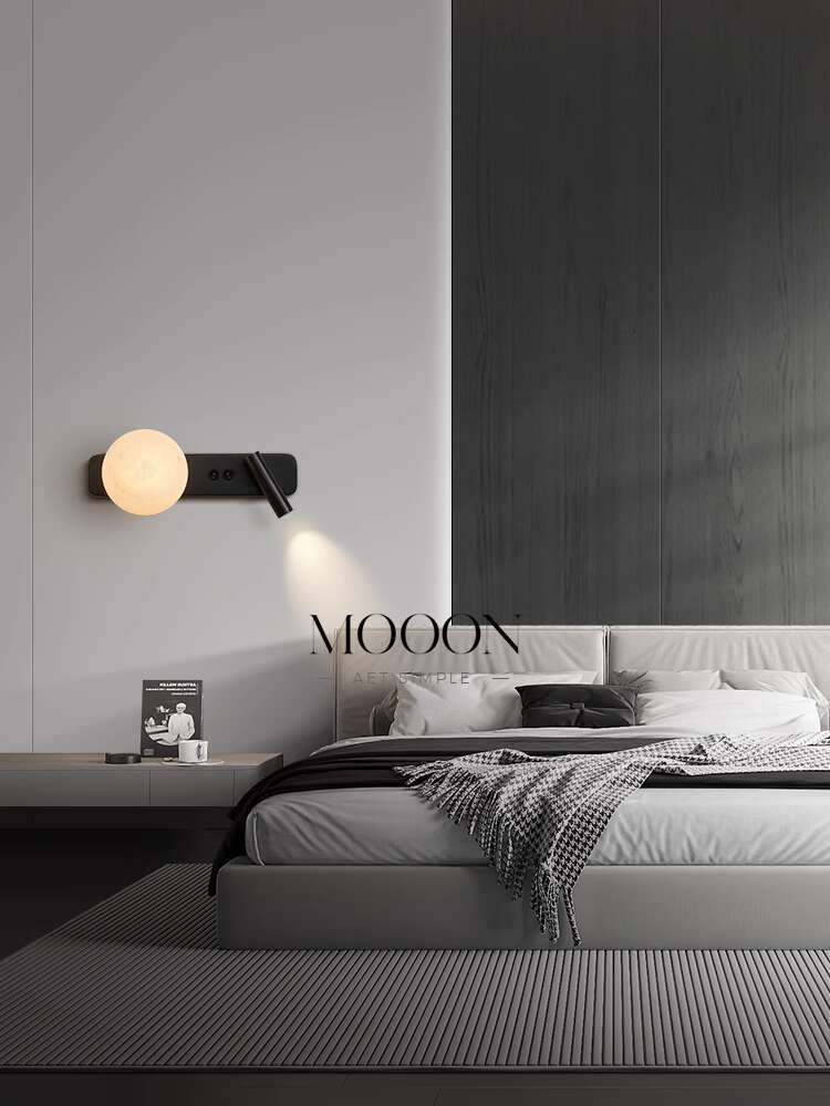 Semua tembaga, sisi kamar tidur, ruang tamu minimalis modern, lampu dinding TV mewah cahaya Nordik