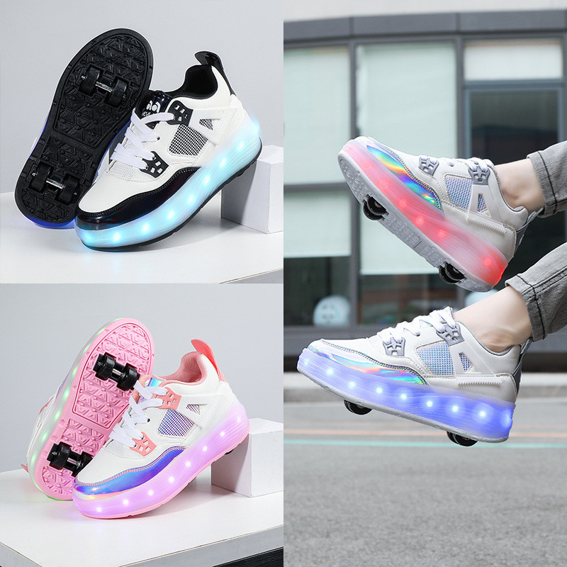 Sepatu Heelys Roda Dua Dan Empat Anak Anak Remaja Bongkar Pasang Gratis Ongkir LED  New Four Childre