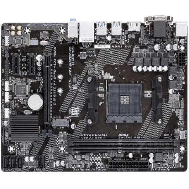 Gigabyte GIGABYTE A320M-S2H A320 AM4 VGA HDMI M.2 DDR4. DDR4. DDR4. DDR4.