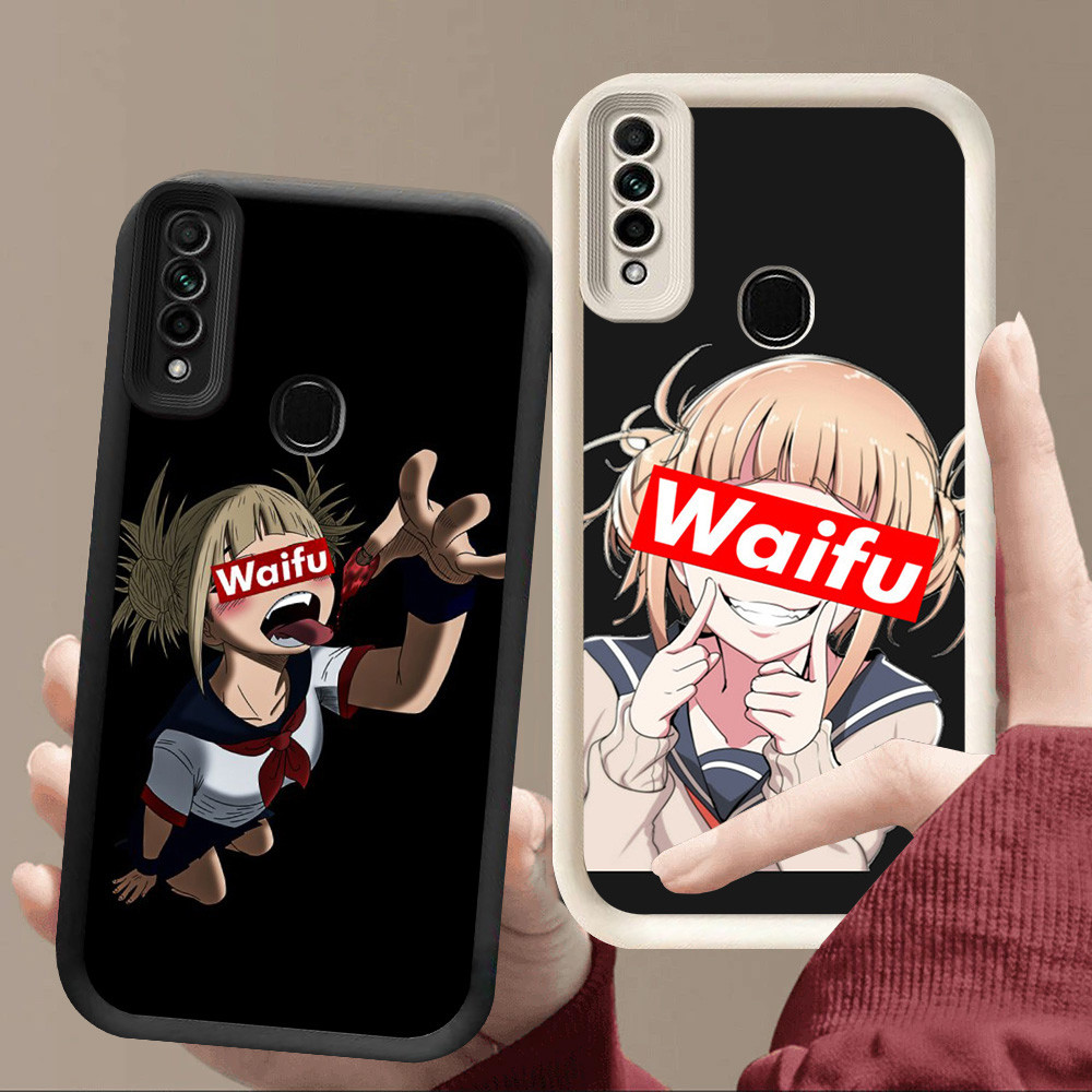 R65 Waifu Anime Girl Hitam Casing untuk OPPO A53 A91 Realme 7i A33 C17 A31 Reno 3 A53S F15 Putih
