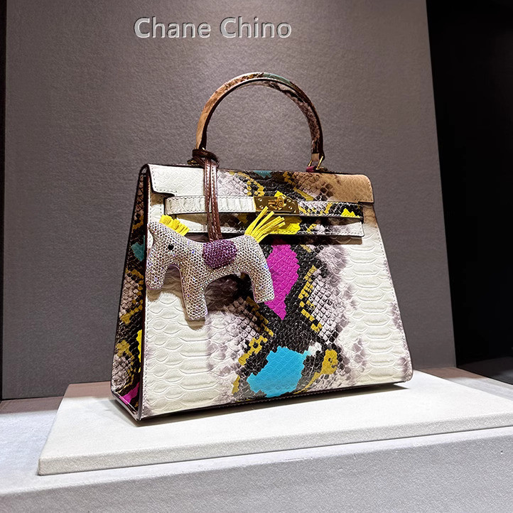 Patung ular langka Kelly, generasi kedua, asli, bahu, tubuh salib, Tas kulit sapi tinggi