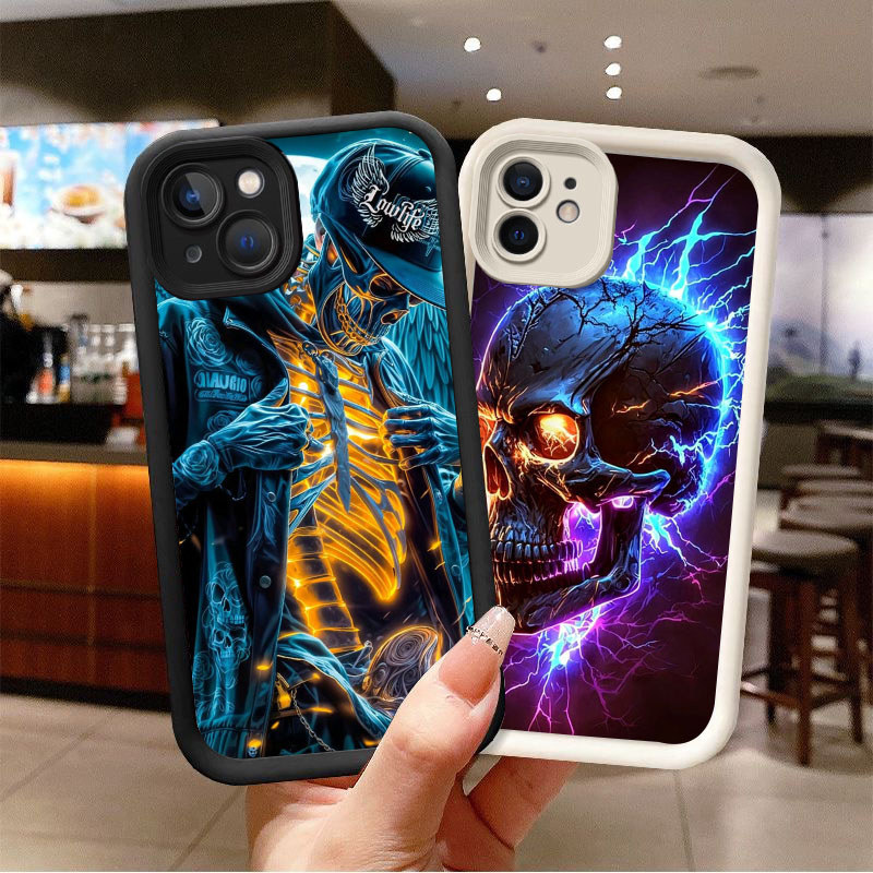 A2-64 Tengkorak Case Lembut Casing untuk iPhone 13 11 12 Mini Pro Max