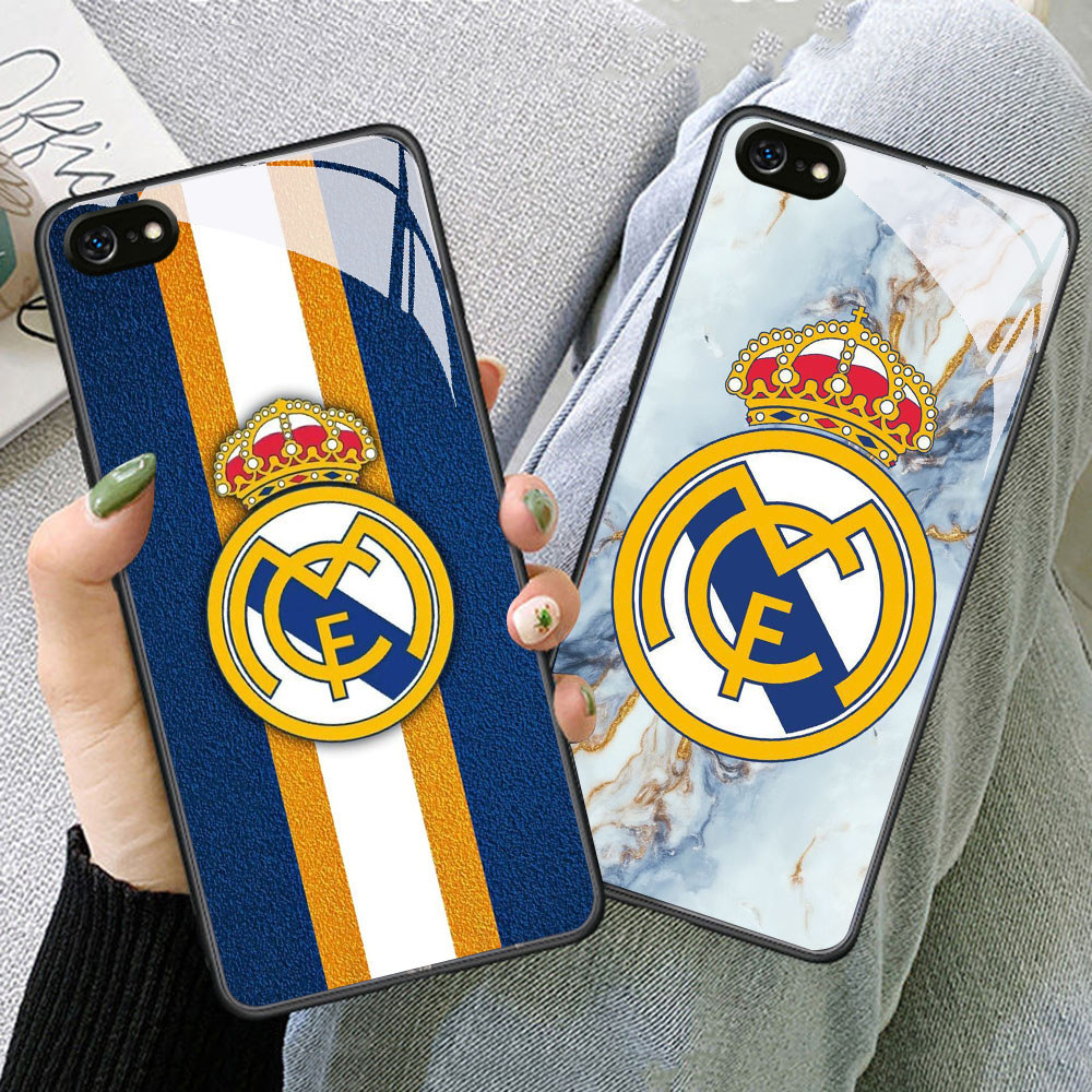TS-6 Real Madrid HD Glass Casing untuk iPhone 6 6S 7 8 Plus SE X XS XR Max