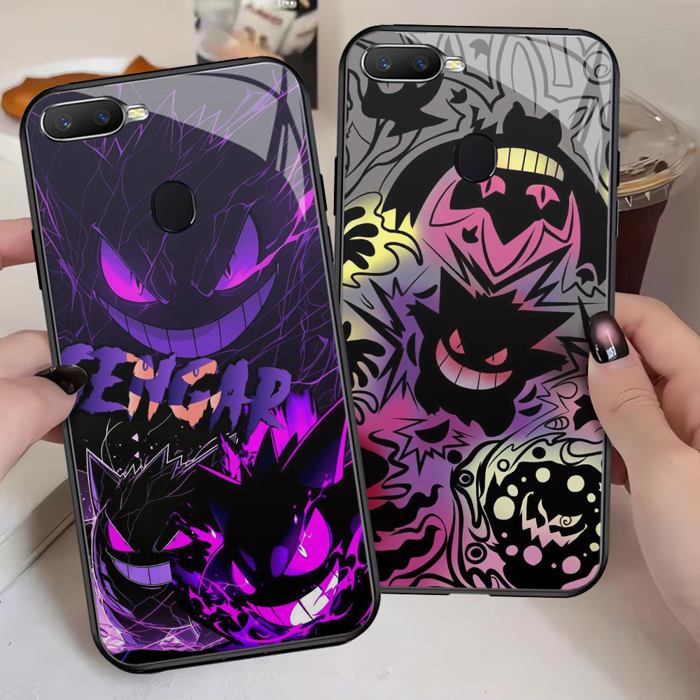 G-40 Pokemon Gengar HD Kaca Casing untuk OPPO F9 Pro F5 A11K A3S F7 A5S A7 A12 A12E A12S Case