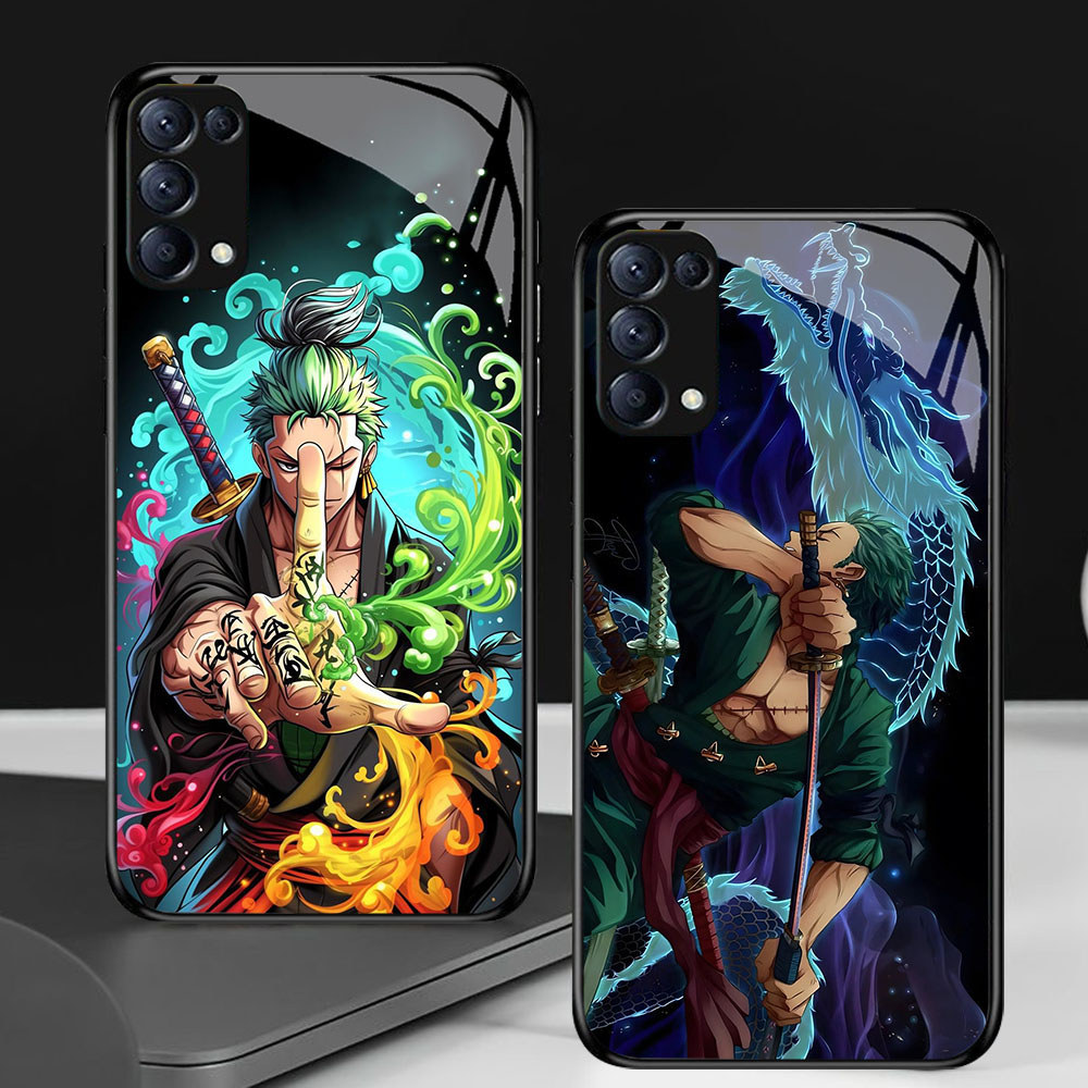 FX-70 One Piece Zoro HD Glass Casing untuk OPPO Reno 6Z 6 5 4 3 A91 F15