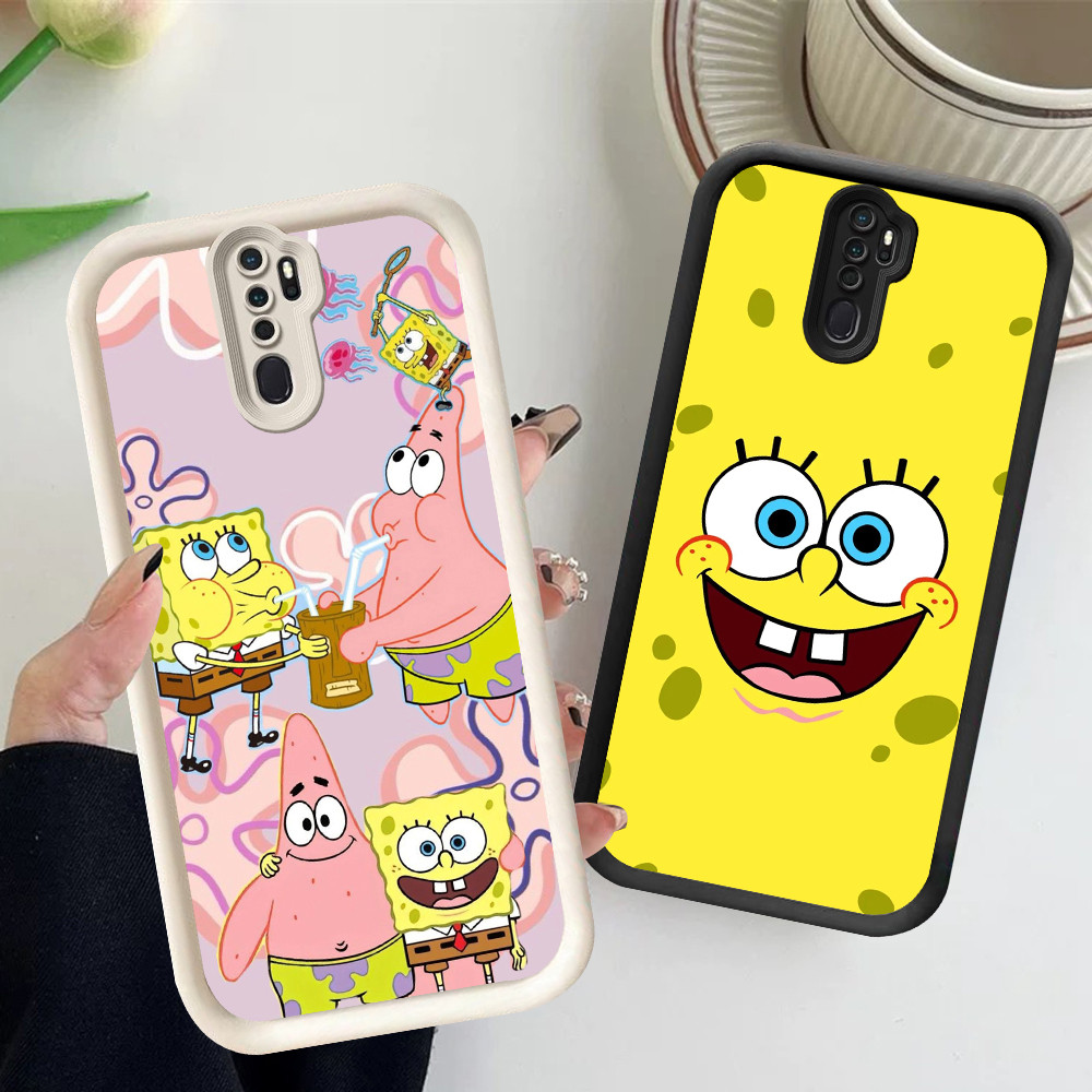 Casing untuk Silikon Hitam OPPO Reno F23 F21 10 F19S F9 F25 Pro 5G FA-49 SpongeBob SquarePants