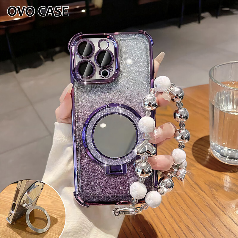 Case Oppo Gemerlap Stand Holder Garskin Soft Case Oppo A12S A15S A16S A17K A18 With Strap Dengan Sta