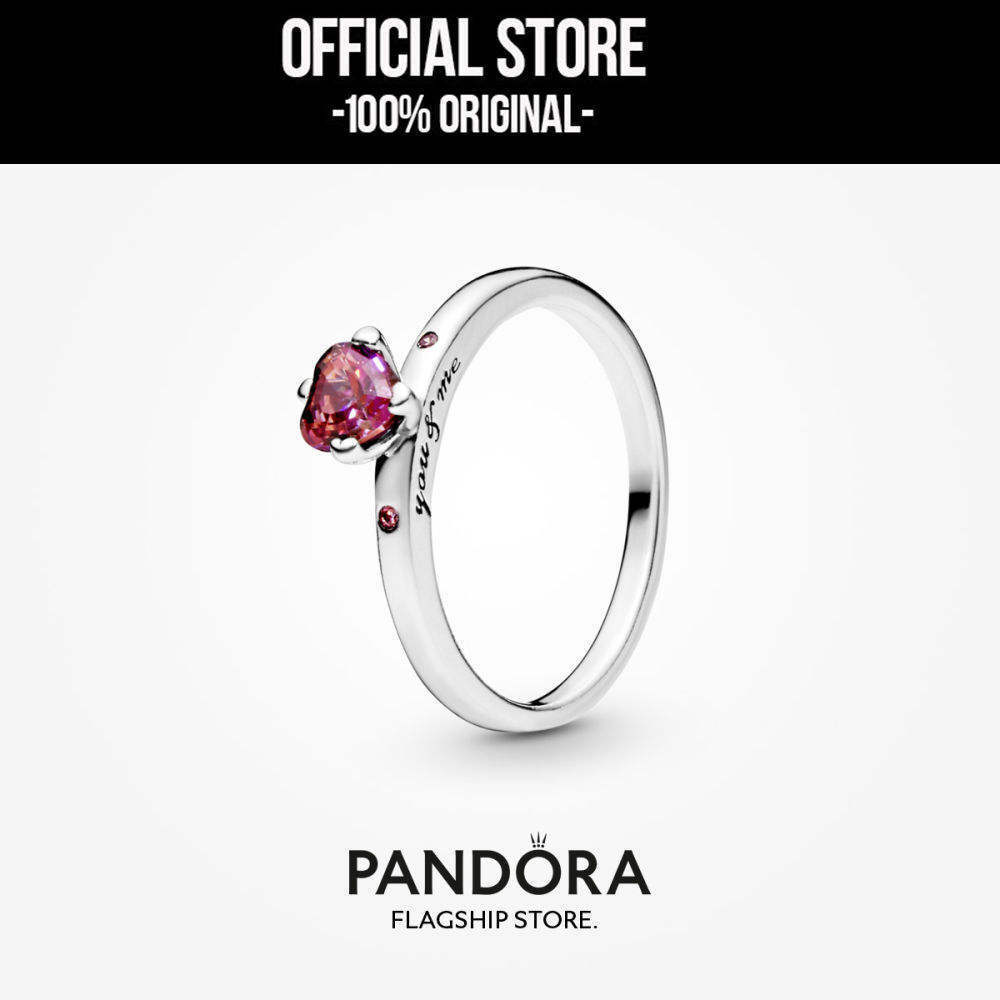 Pandora Sparkling Red Heart Ring Cincin Wanita Manis & Elegan | Perhiasan Cantik Untuk Hadiah