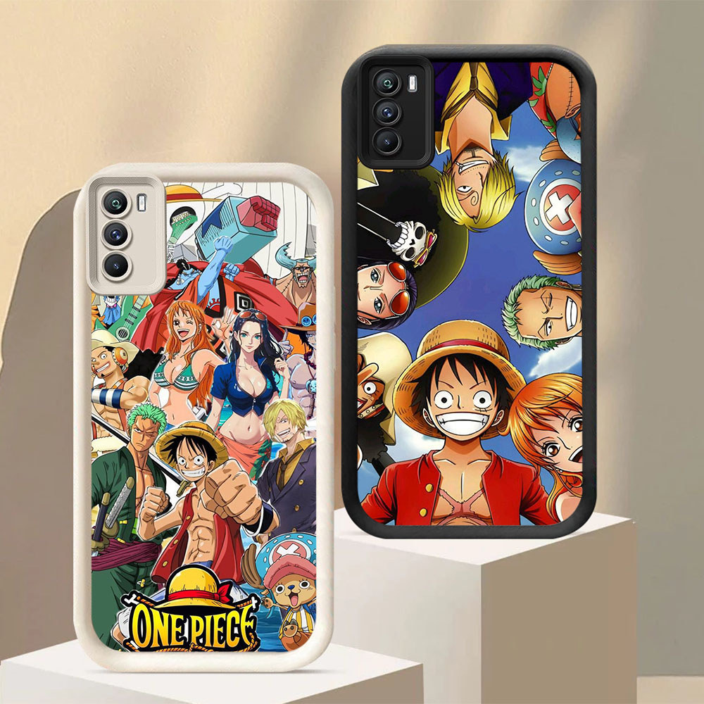 DW-64 One Piece Luffy Silicone Casing hitam putih untuk for Realme A53S C75 A53 A16s A11S 7I A54S A1