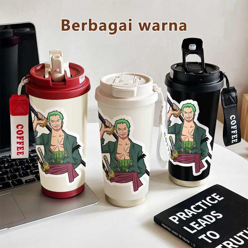 Zoro Swordsman Anime COD  Tumbler kopi 500ml  Bottle Premium Termos air panas  Stainless steel 316 V