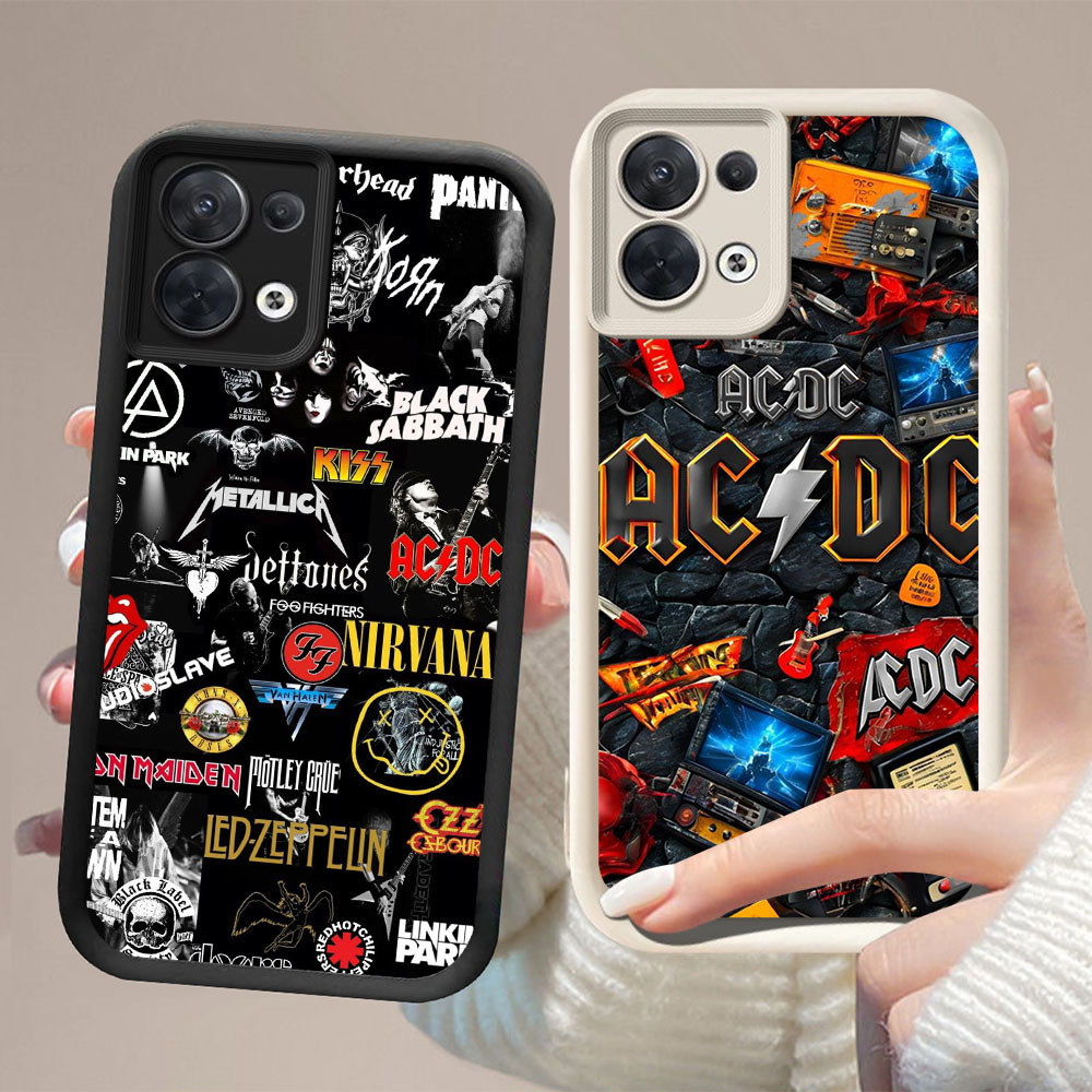 DW-1 ACDC Band Silicone Casing hitam putih untuk for Redmi Reno Find F21 K9X 8 15C X5 7 F21S Pro Lit