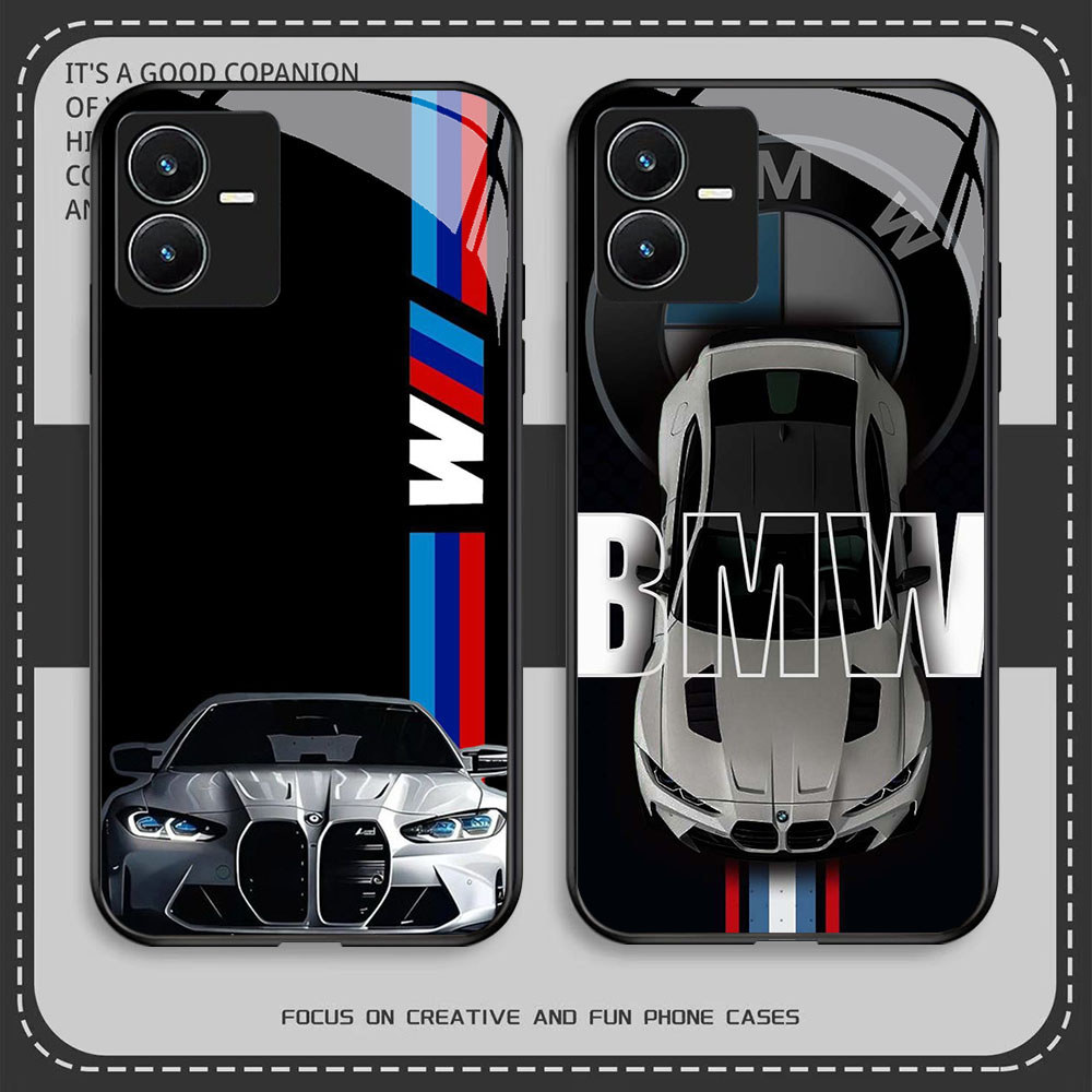 HR-5 BMW HD Glass Casing untuk VIVO Y22 Y35 Y75 Y28 Y22S V25 Y55 iQOO Z6