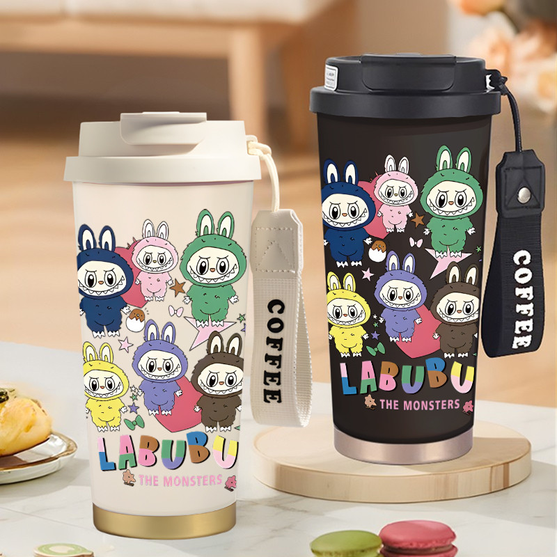 Botol Minum Anak Cute Labubu Monster Doll 500ML SUS316 BPA Free | Anti Bocor 100% | Tahan Panas & Di