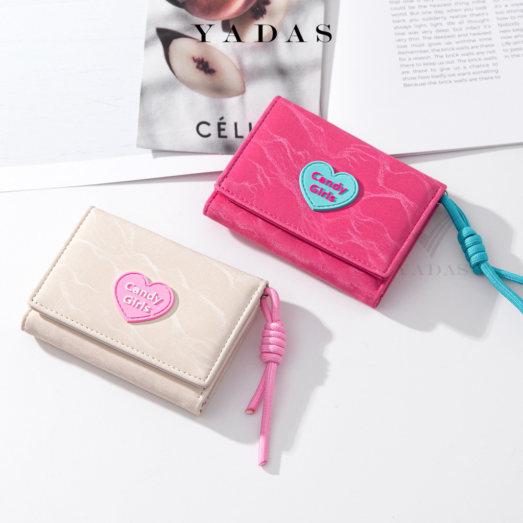 Dompet Pria Candy Girl YADAS Kartu Wanita Kulit PU Berkualitas Tinggi Koin Lipat Tiga Pendek