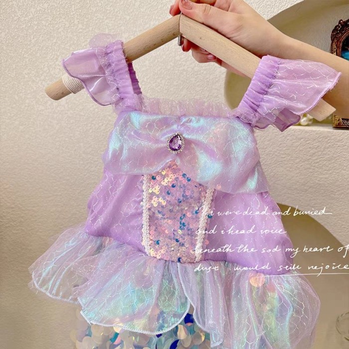 dress Gaun Putri Duyung Anak Perempuan 2024 Gaun Gaya Putri Duyung Baru Putri Payet Anak-anak