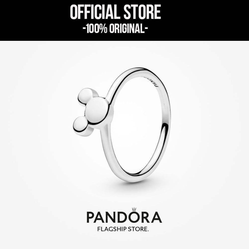 Pandora x Disney Mickey Silhouette Sterling Silver Ring Cincin Wanita Manis & Elegan | Perhiasan Can