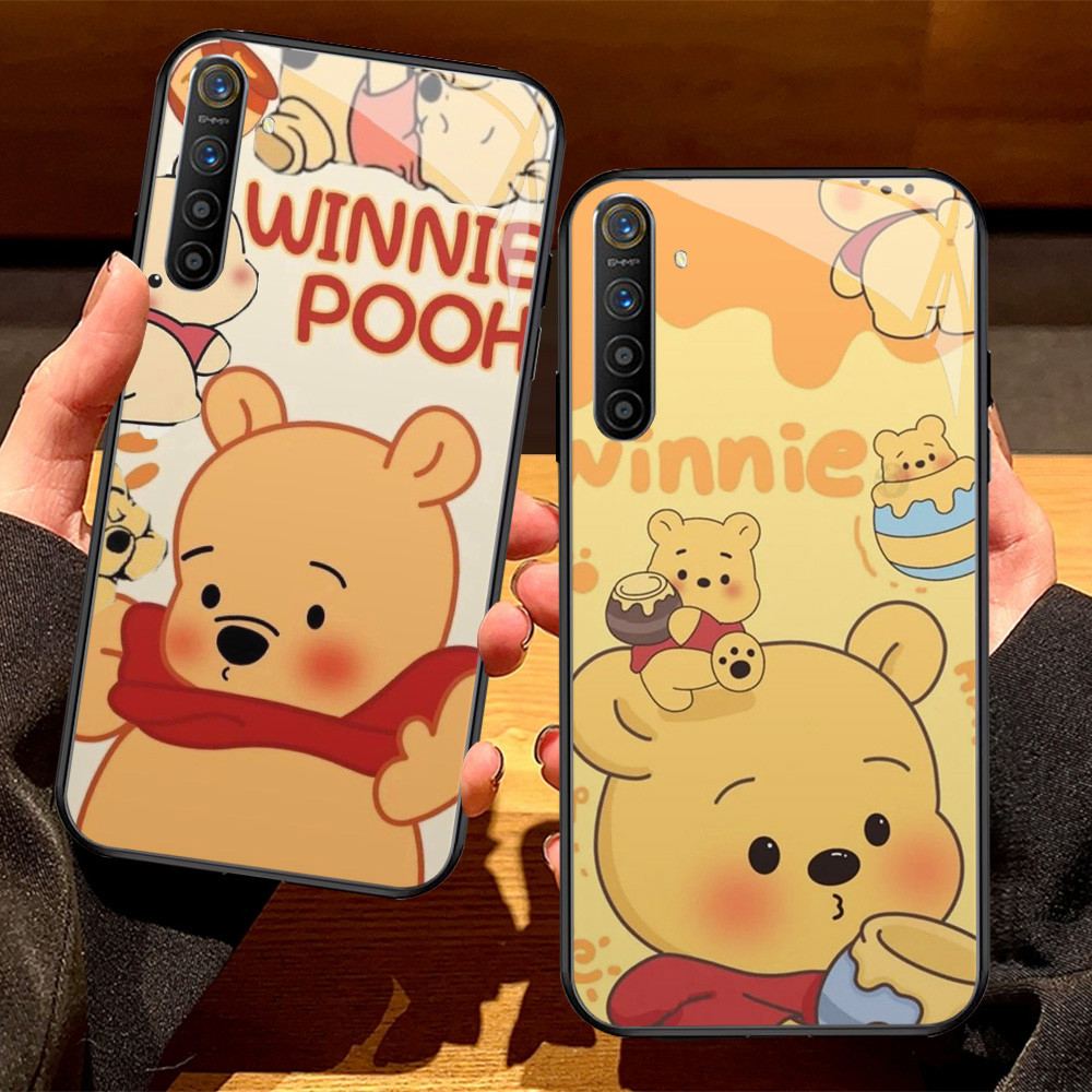 G-32 Cute Winnie the Pooh HD Kaca Casing untuk Realme 5 C17 Narzo 30A 3i 20A 20 C65 10A 6i 7i 10 5i 