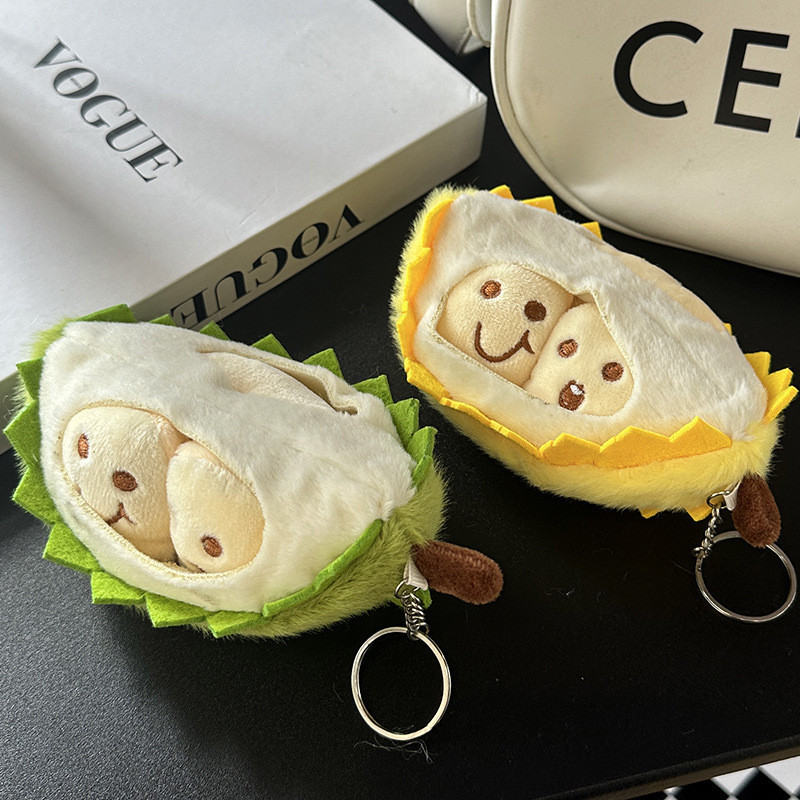 Mainan Boneka Bayi Balita Plush Durian Buah Kreatif Gantung Kecil Ransel Siswa Gantungan Kunci Anak 