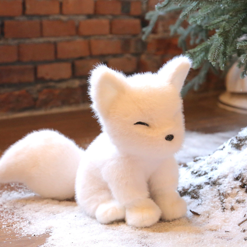 Mainan boneka lucu terbaru Hewan Plush Dekoratif Rubah Putih Kecil Simulasi Boneka Kain Laris Produk