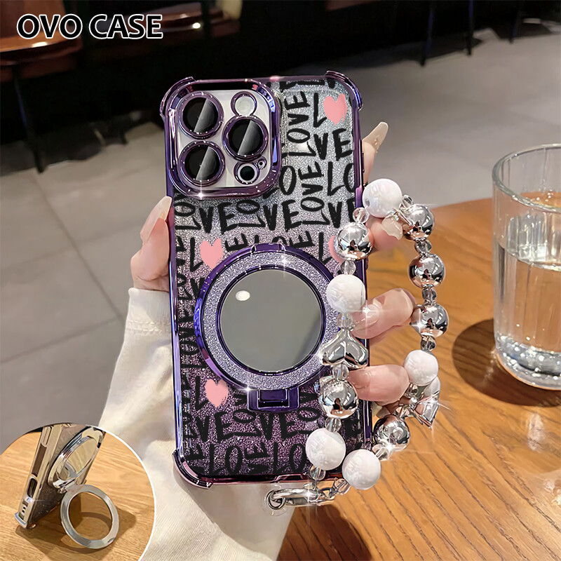 Case Oppo Gemerlap Stand Holder Garskin Soft Case Oppo A18 A3 A3 Pro A33 A36 With Strap Dengan Stand