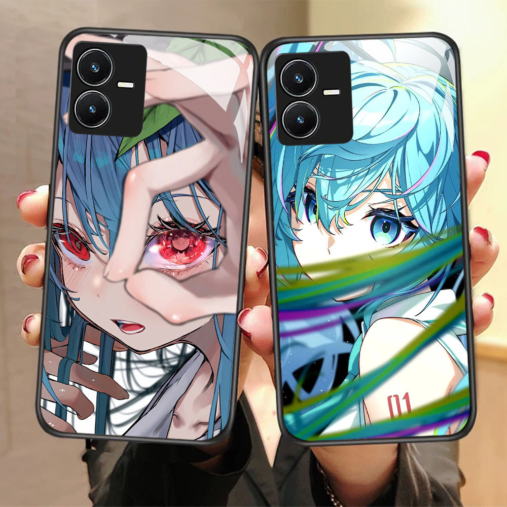 FX-40 Hatsune Miku HD Glass Casing untuk VIVO Y22 Y35 Y75 Y28 Y22S V25 Y55 iQOO Z6