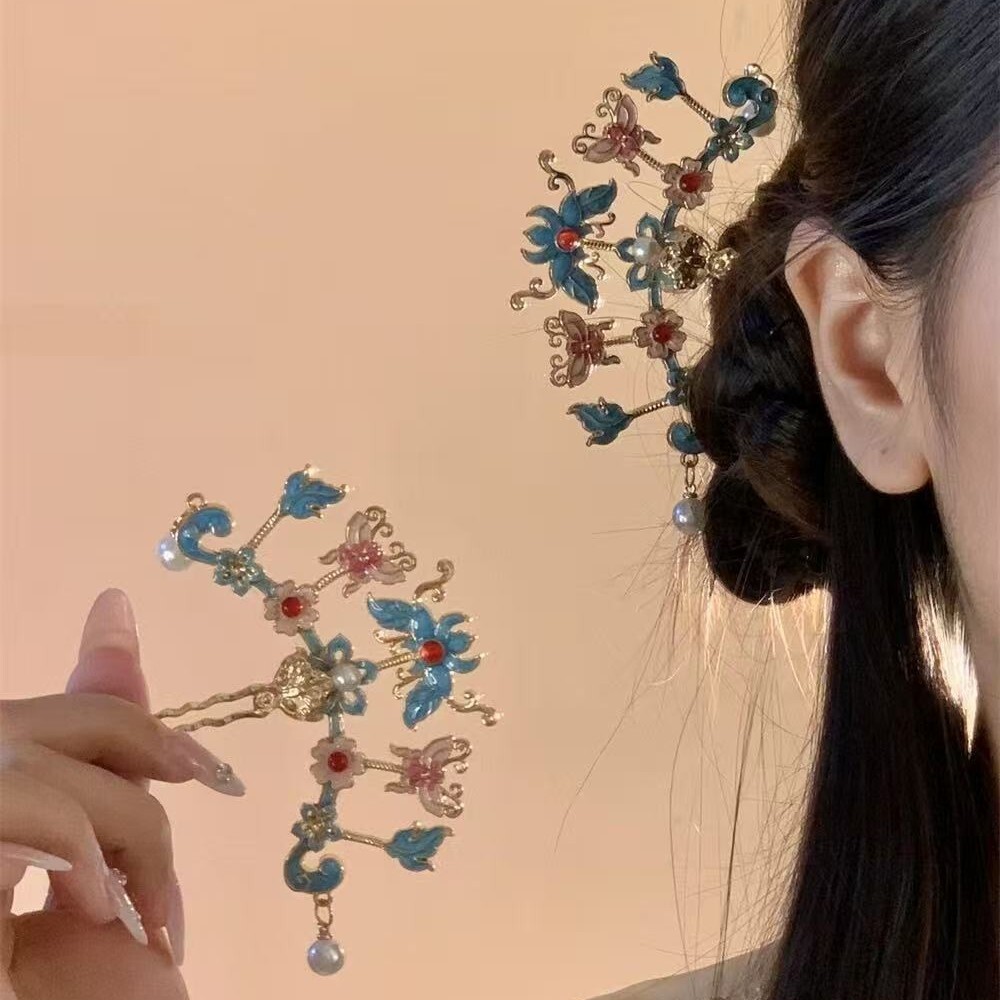 Pink Emas Biru Terbakar Jepit Rambut U Serbaguna Sehari-hari Cheongsam Gaya Baru Cina Rok Mamian Han