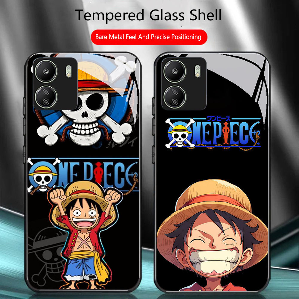 TS-78 Monkey D Luffy HD Glass Casing untuk Xiaomi Redmi 13C A1 A2 Note 13 Pro Plus Poco C65 X6
