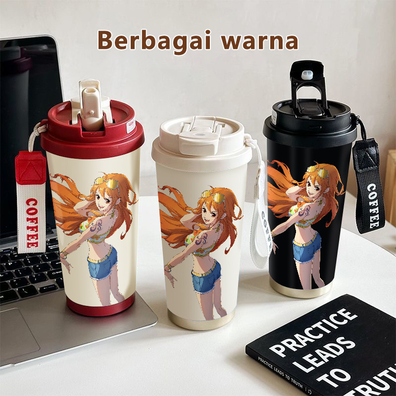 Anime Girl Orange Hair Tattoo COD  Tumbler kopi 500ml  Bottle Premium Termos air panas  Stainless st
