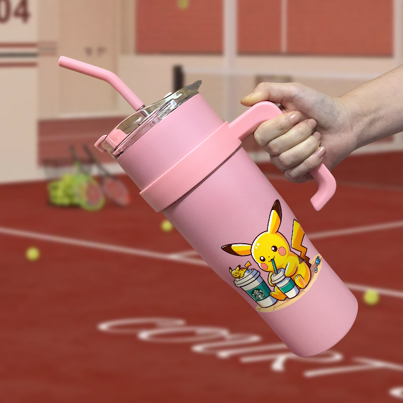 Pikachu Starbucks Drink  Tumbler sus304 Stainless Steel Botol Minum 1200ml Termos Tahan Panas Dingin