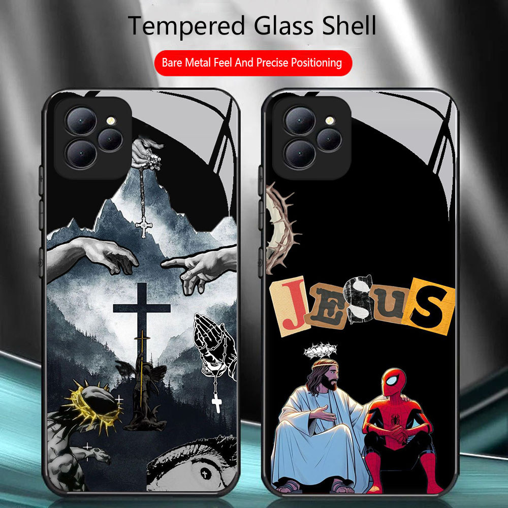 TS-64 Jesus HD Glass Casing untuk Infinix Smart 6 7 8 Hot 9 10 11 Play 30i Note 40 40i 50 50i Pro Pl