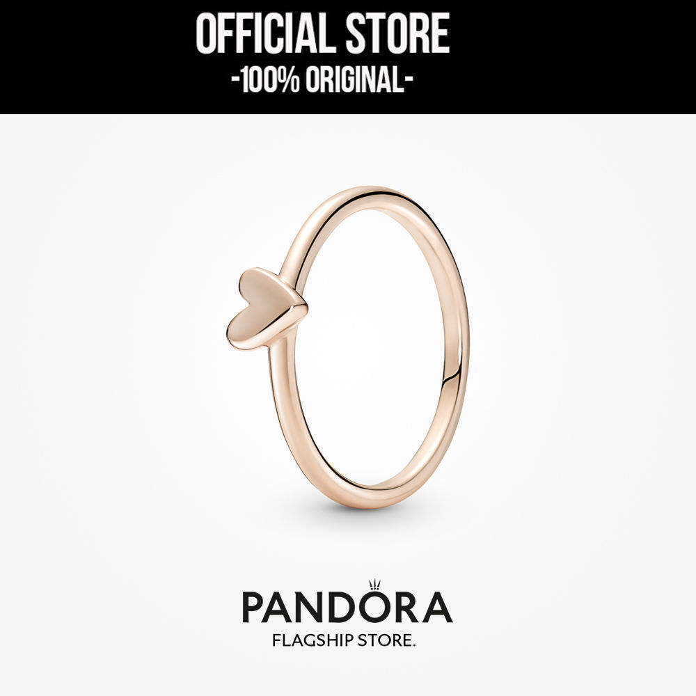 Pandora 14K Rose Gold Plated Freehand Heart Ring Cincin Wanita Manis & Elegan | Perhiasan Cantik Unt