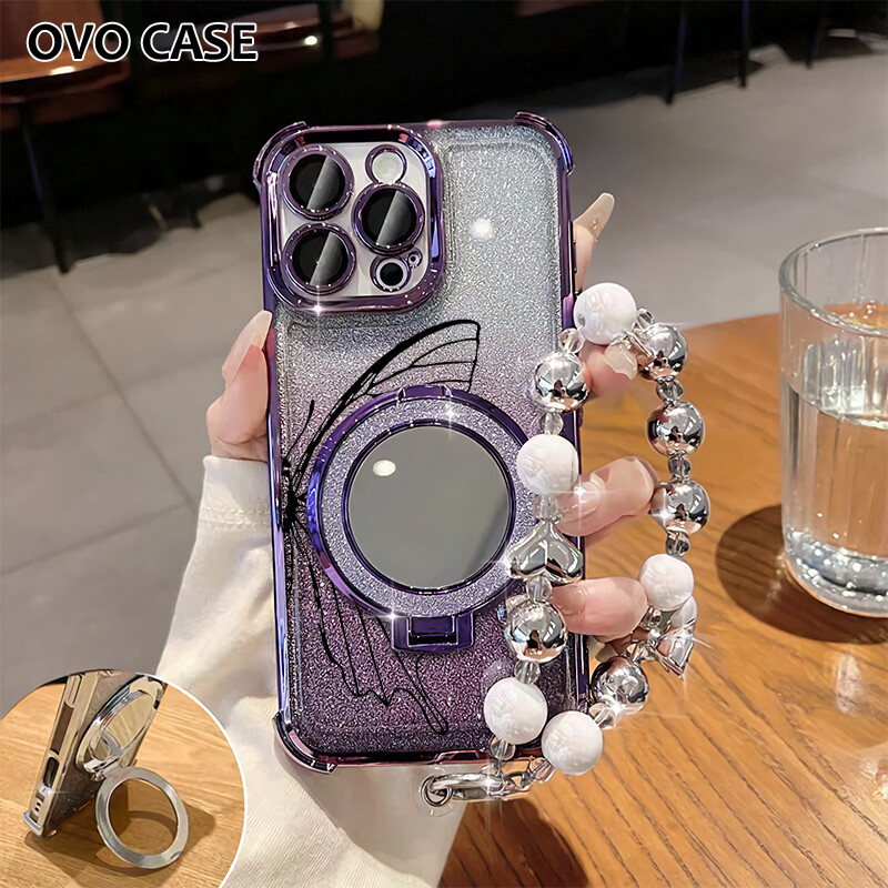 Case Oppo Gemerlap Stand Holder Garskin Soft Case Oppo A18 A3 A3 Pro A33 A36 With Strap Dengan Stand