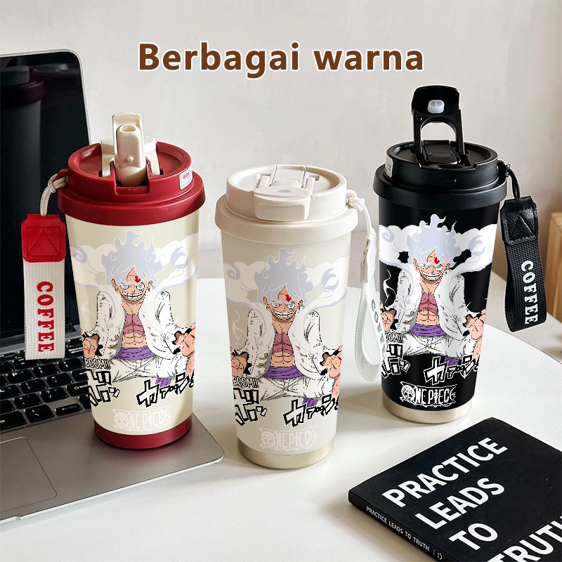 Luffy Anime Power COD  Tumbler kopi 500ml  Bottle Premium Termos air panas  Stainless steel 316 Vacu