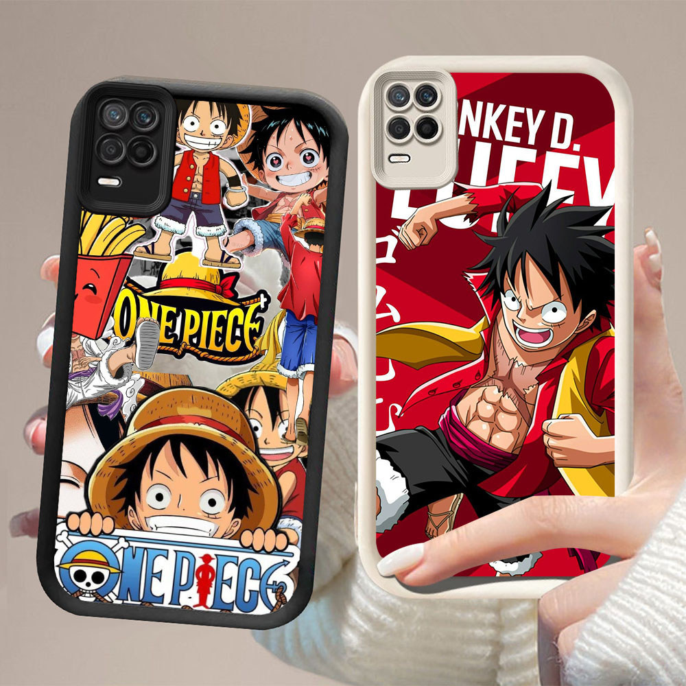 DW-64 One Piece Luffy Silicone Casing hitam putih untuk for Realme Narzo Q3 30 A54 8S 8 V13 Pro 5G O