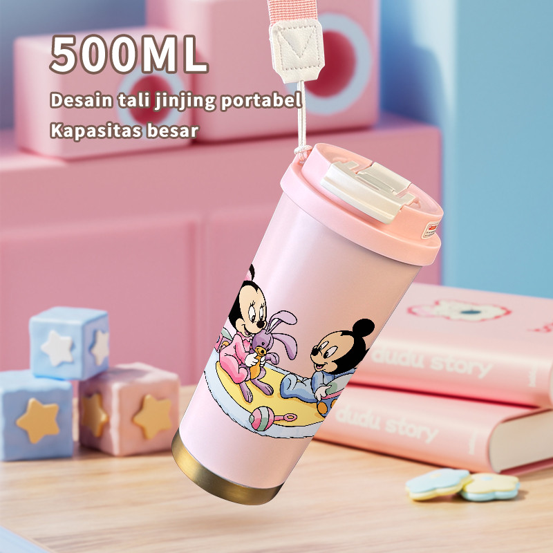 Mickey Mouse Minnie Mouse Toys Termos Olahraga Portabel Baja Tahan Karat 316- Botol Vakum Berinsulas