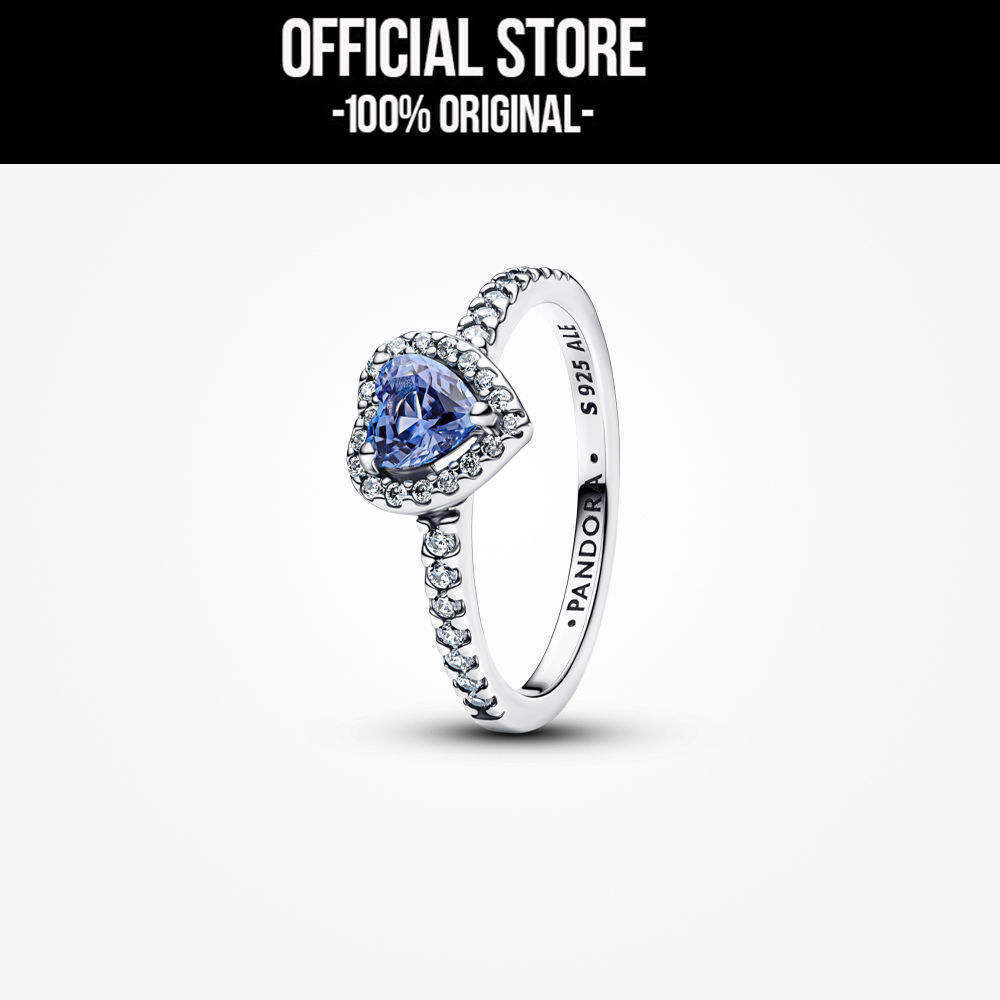 Pandora Sparkling Blue Elevated Heart Ring Cincin Wanita Manis & Elegan | Perhiasan Cantik Untuk Had