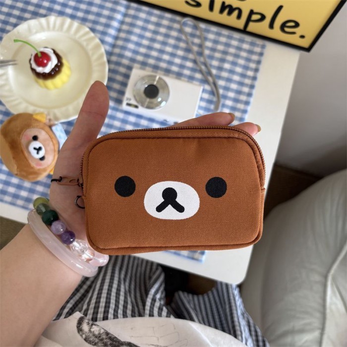 Tas ccd kain Oxford Rilakkuma lucu Jepang tas penyimpanan tas lipstik dompet koin tas kartu tas head