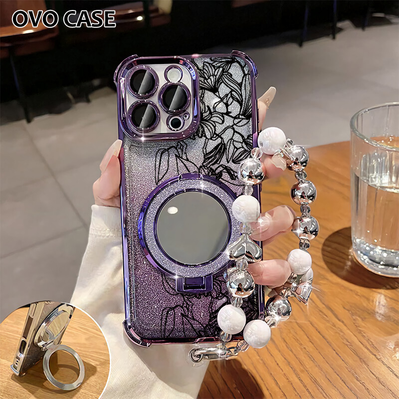 Case Oppo Gemerlap Stand Holder Garskin Soft Case Oppo A18 A3 A3 Pro A33 A36 With Strap Dengan Stand